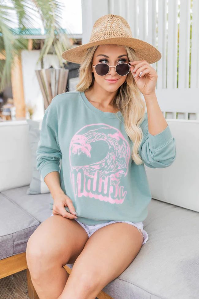 Malibu Surf Mint Graphic Sweatshirt | Pink Lily