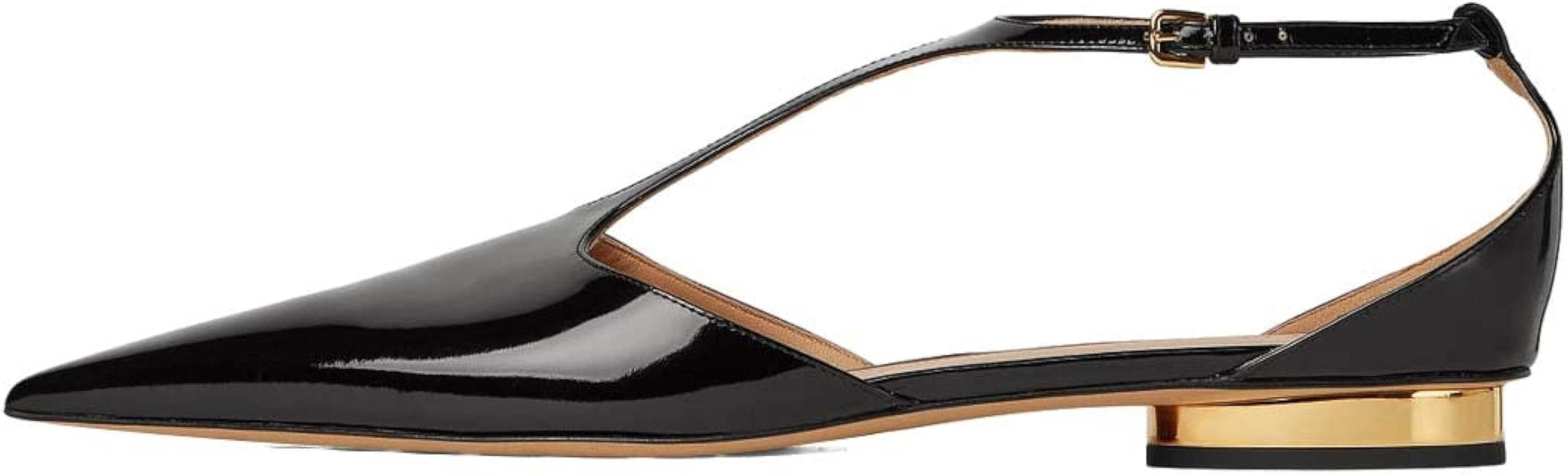 XYD Women Chic Pointed Closed Toe Flats Sleek Low Heel Chunky Slender T-Strap with Buckle Dress P... | Amazon (US)