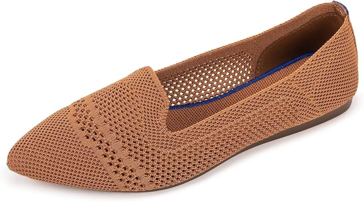 Womens Pointed Toe Ballet Flat Knit Dress Shoes Low Wedge Flat Shoes Comfort Slip On Flats Shoes ... | Amazon (US)