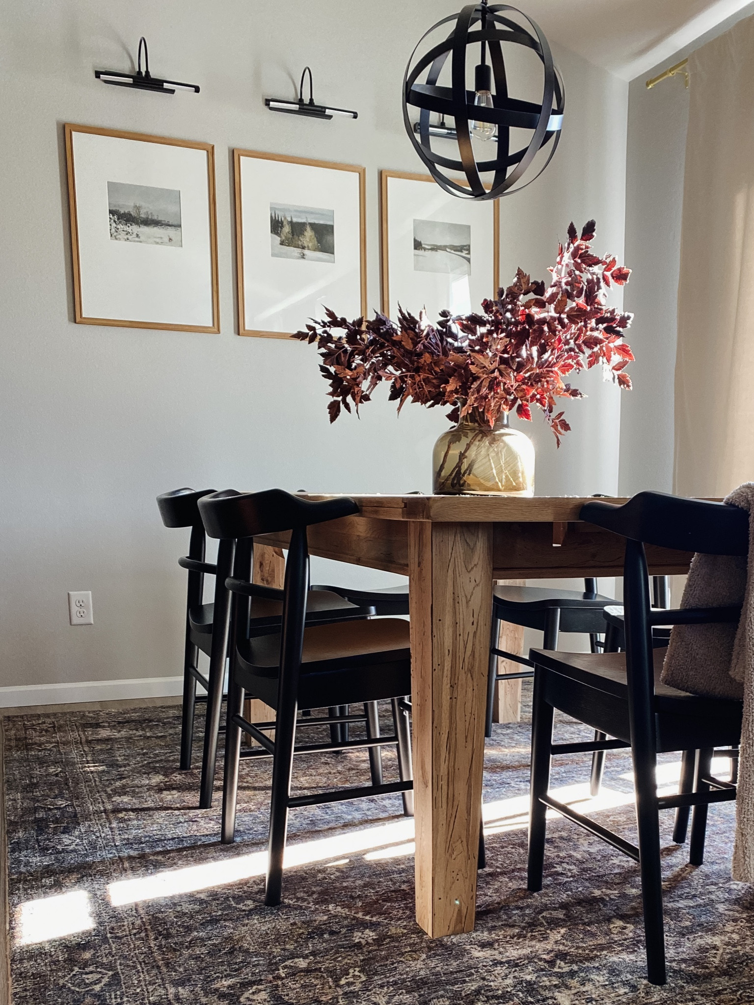 Best selling Afloral faux Plum Cimicifuga Ramosa Leaves stems are in stock! These sell out every year and will be gone before fall! 

Dining room decor, black dining chairs, studio McGee, amber vase, gallery wall, target finds, amber Lewis Loloi rug spiced lagoon, fall decor, neutral home

#LTKstyletip #LTKhome #LTKFind