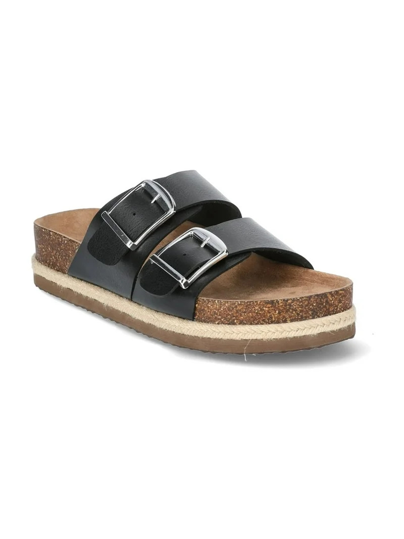 Time and Tru Women's Platform Footbed Slide Sandals - Walmart.com | Walmart (US)