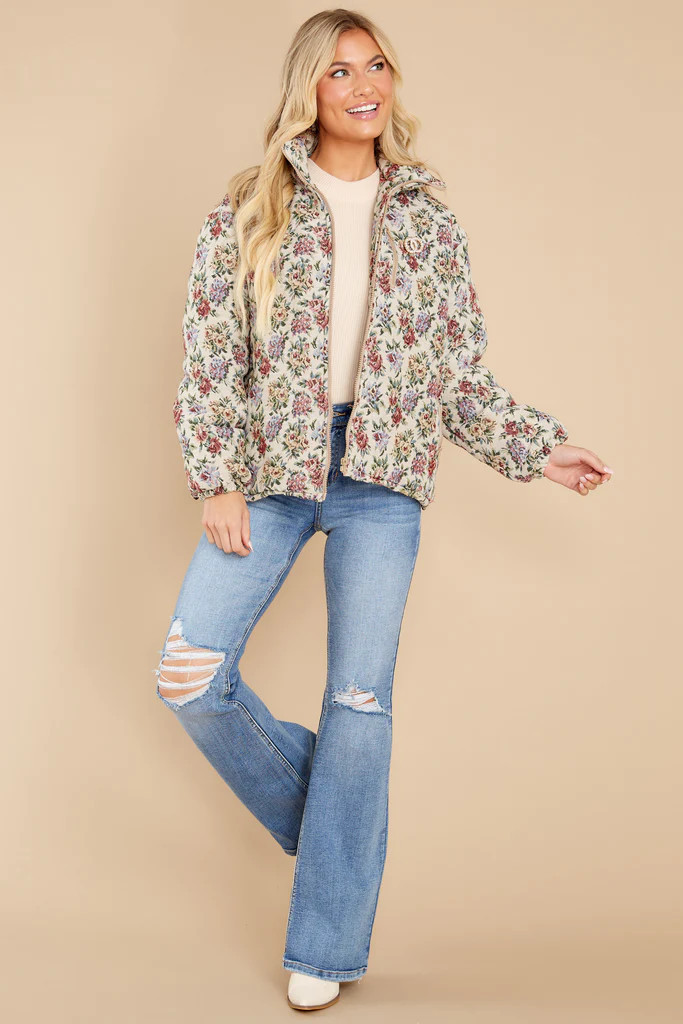 Choose Kindness Ivory Floral Print Jacket | Red Dress 