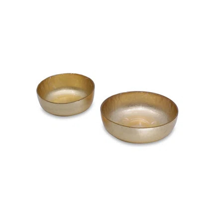 GLASS New Orleans Shallow Round Foil Leafing Bowl Set Of 2 (Gold) | Wayfair North America