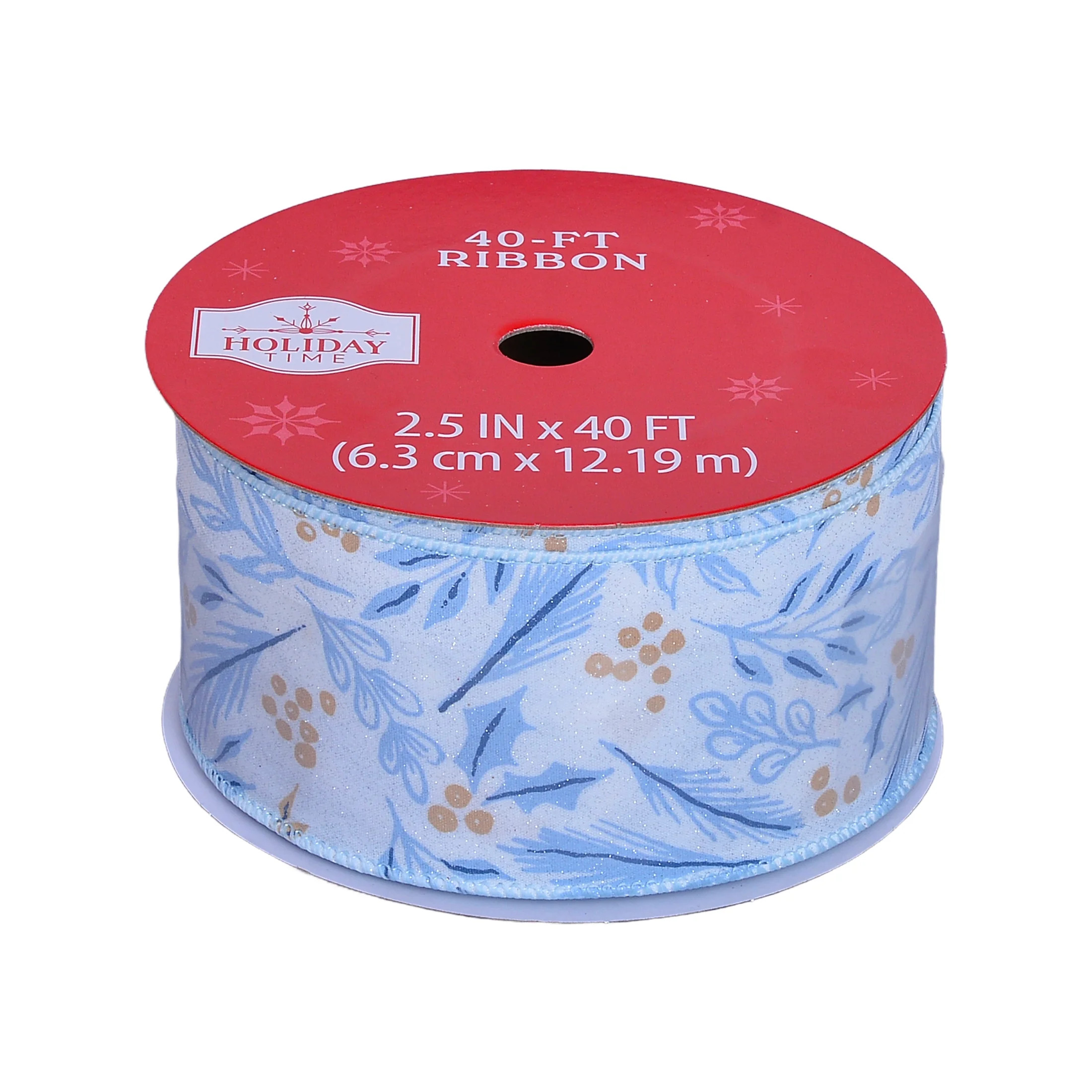Blue Holly Berry Christmas Ribbon, 2.5" x 40', by Holiday Time | Walmart (US)