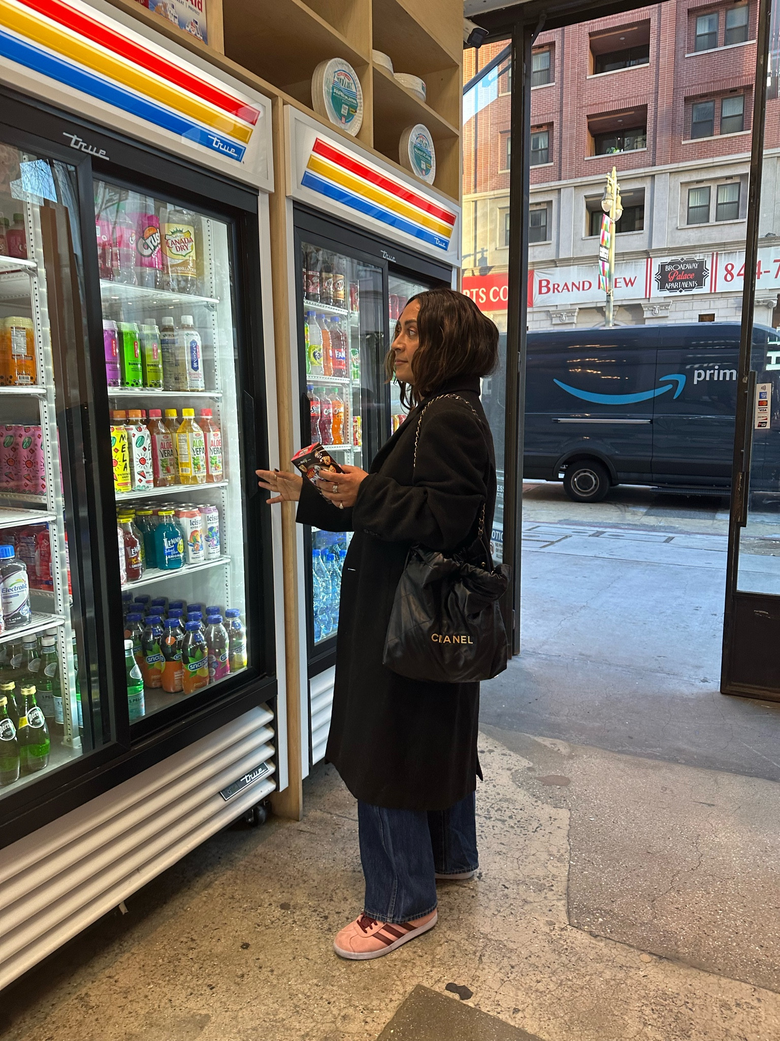 Cute long wool coat with jeans 