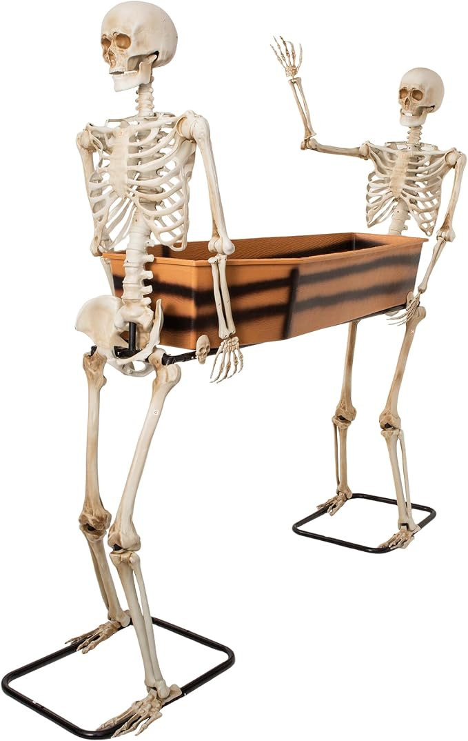 Two Skeletons Carrying Open Coffin Halloween Decorations, 5FT Poseable Arms Pallbearers with Wate... | Amazon (US)