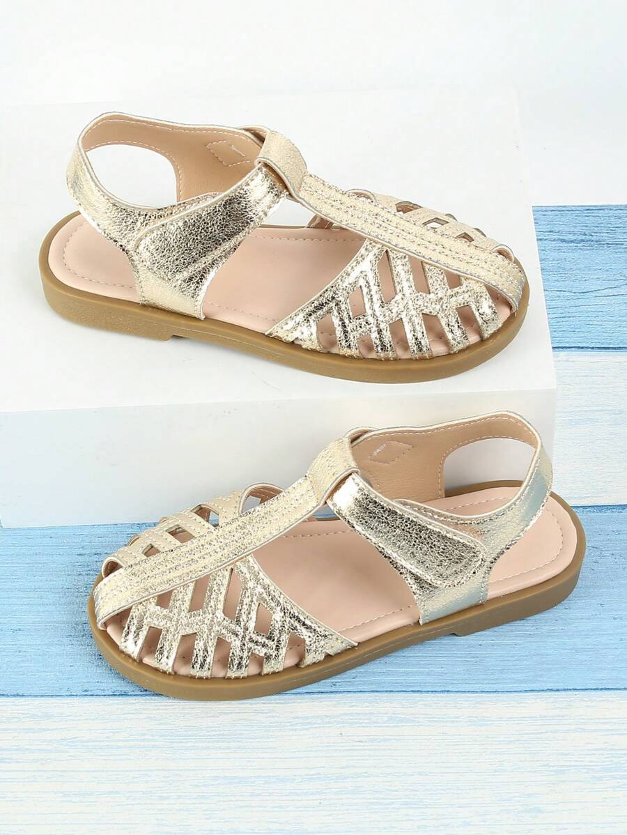 Closed Toe Sandals For Toddler Girls, Gold Summer Shoes For Kids, Girls' Gold Sandals | SHEIN
