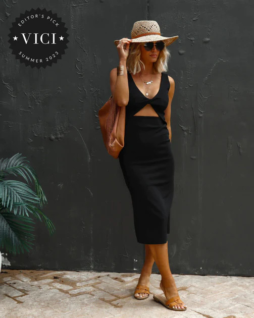 Timeless Beauty Cutout Midi Dress - Black | VICI