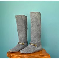 Grey Boots Suede Vintage Women Leather Knee High Y2K Fashion Riding Taralynevansstudio | Etsy (US)