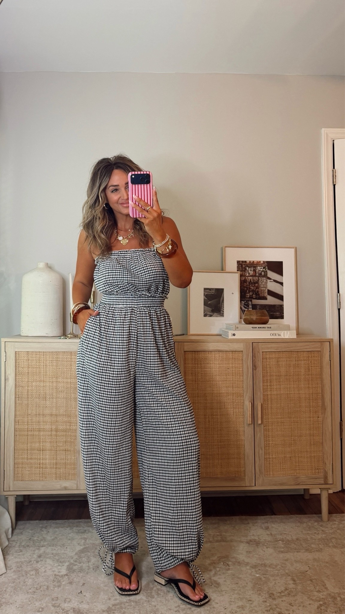35% off with LEANN35 🖤 cuute gingham print jumpsuit for summer! a perfect throw on + go summer outfit! i’m in a size S. summer outfit, beach vacation @VICI

#LTKootd