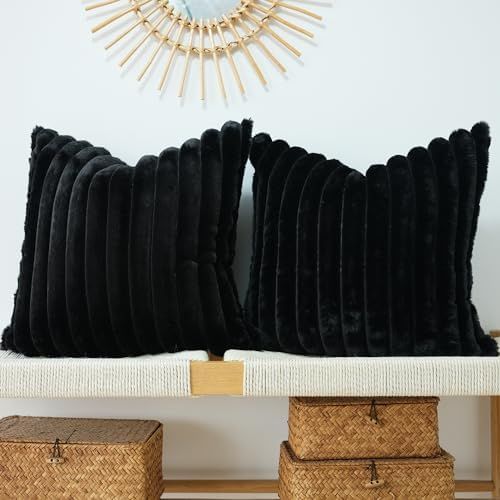 JOJUSIS Pack of 2 Faux Fur Plush Decorative Throw Pillow Covers Couch Cushion Case Soft Pillowcas... | Amazon (US)