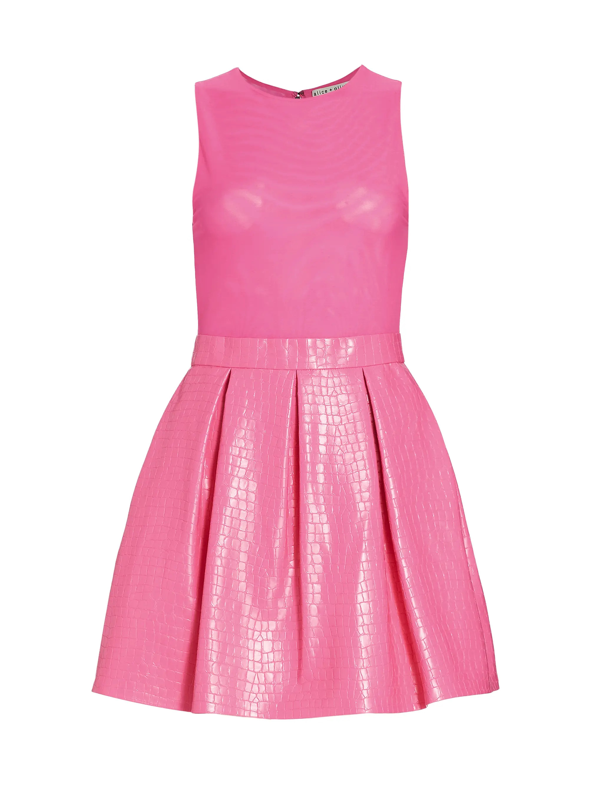 Alice + Olivia Chara Croc-Embossed Party Dress | Saks Fifth Avenue | Saks Fifth Avenue