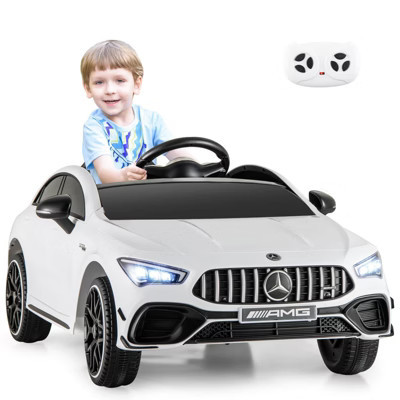 Costway 12V Kids Ride on Car w/Remote Rocking Function Transport Wheels Lights & Music White | Target