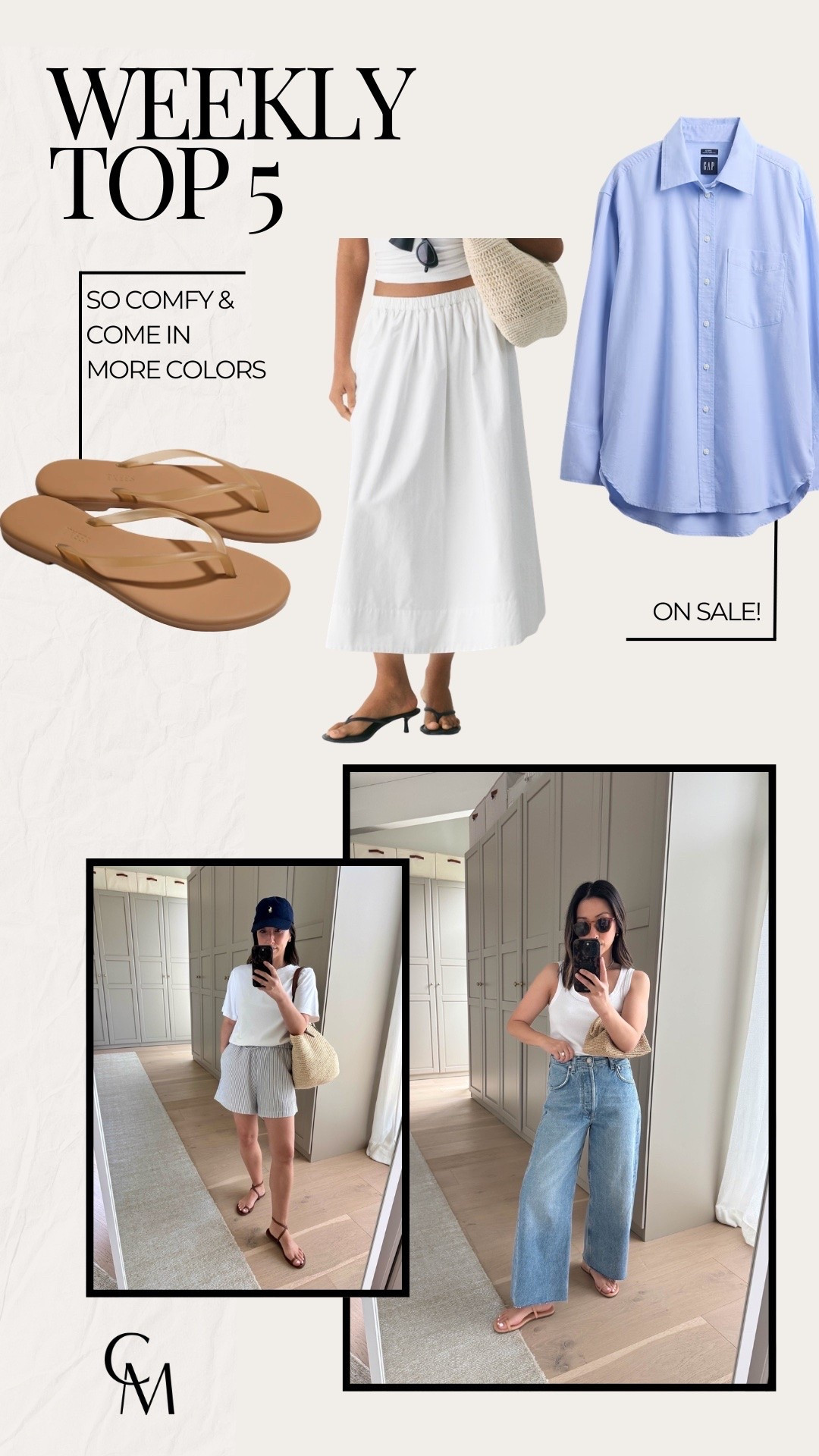 weekly bestsellers 

Aritzia poplin skirt xs
aritzia tee medium 
gap big shirt petite xs 
tkees flip flops 5
madewell scoop neck tank small 

summer style, petite style

#LTKSeasonal #LTKPetite #LTKmomlife