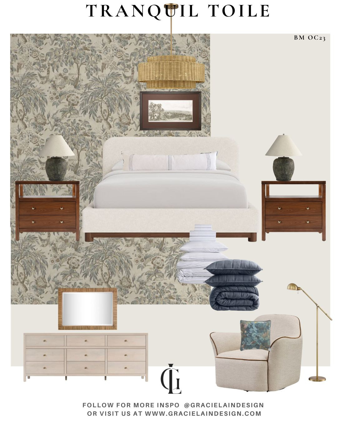 A timeless toile moment 🤍
This neutral toile bedroom blends classic charm with modern ease—layering beautiful toile wallpaper with a clean-lined upholstered bed, soft natural light, and warm accent pieces. The result is a calm, cozy oasis that feels elevated, welcoming, and quietly sophisticated. Traditional details meet modern comfort in a way that feels fresh, serene, and effortlessly livable—designed to stand the test of time while still feeling current.
For more refined, soulful interiors that balance old and new, visit gracielaindesign.com ✨
#toilebedroom #neutralinteriors #classicmeetsmodern #timelessdesign #elevatedcozy #warmminimalism #sophisticatedinteriors #bedroominspo #interiordesignstudio #luxuryinteriors #gracielaindesign  

 #LTKSeasonal #LTKHome #LTKSaleAlert