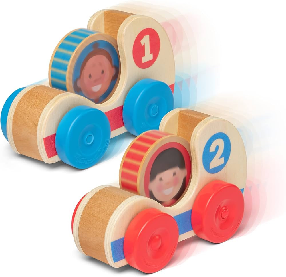 Melissa & Doug GO Tots Wooden Race Cars (2 Cars, 2 Disks) - Stacking Toys For Infants, Hand Push ... | Amazon (US)