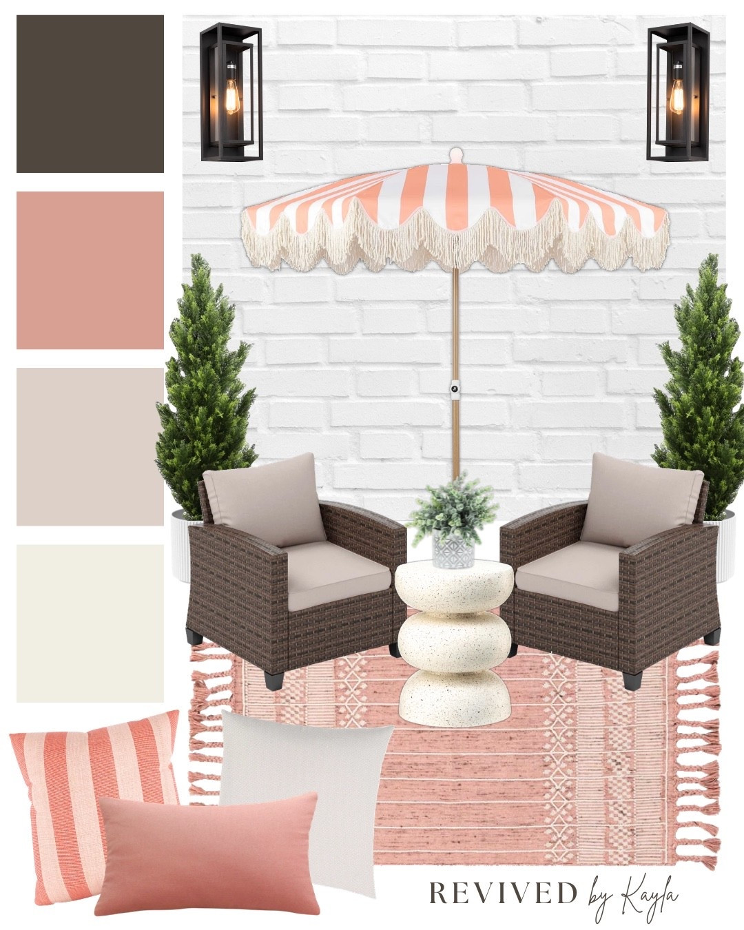 #ad Pink outdoor space design mood board 🩷🌴 From outdoor furniture, to rugs, to umbrellas and decor, Wayfair has everything you need to update your small outdoor spaces this spring! 

#homedesign #homedecor #patio #patiodecor #patioupdate #patiorefresh #porchrefresh #porch #smallpatio #outdoordecor #wayfair #wayfairpartner #wishyouwerehere #outdoor @Wayfair 

#LTKHome #LTKSpringSale