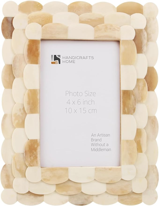 Handicrafts Home Picture Frame Scalloped Art Inspired Handmade Bone Inlay Gift Photo Frames - 4x6... | Amazon (US)