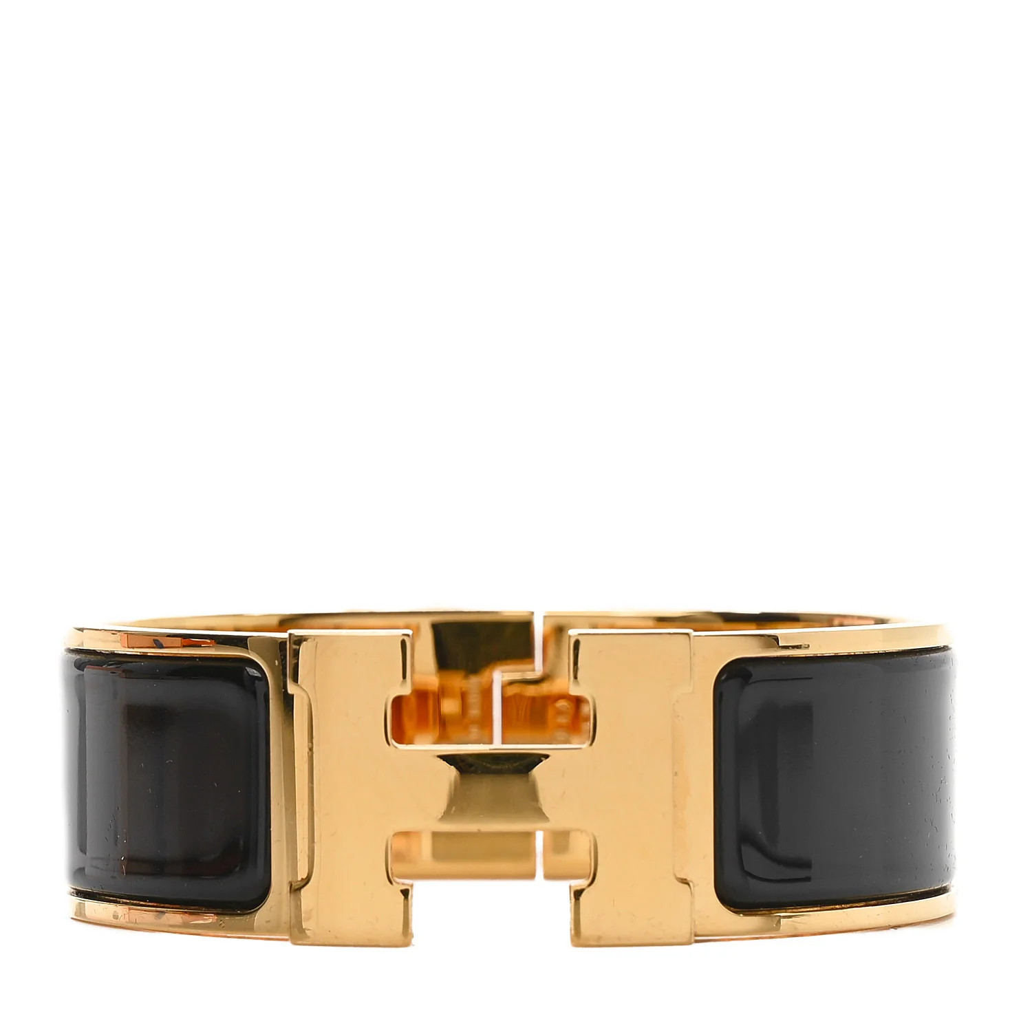 Hermes Enamel Wide Clic Clac H Bracelet PM Black | FASHIONPHILE (US)