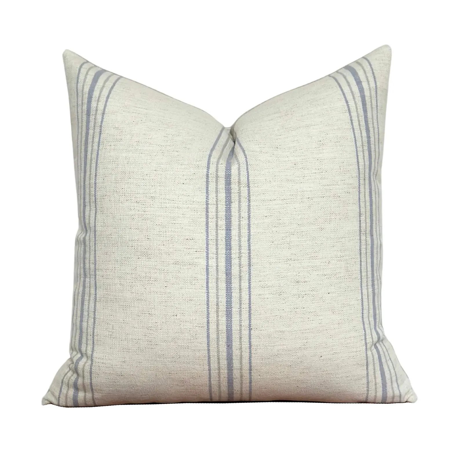 Linen Throw Pillow with Blue Stripes | Farmhouse Decor | Rustic Cushion Cover | Neutral Home Acce... | Etsy (US)