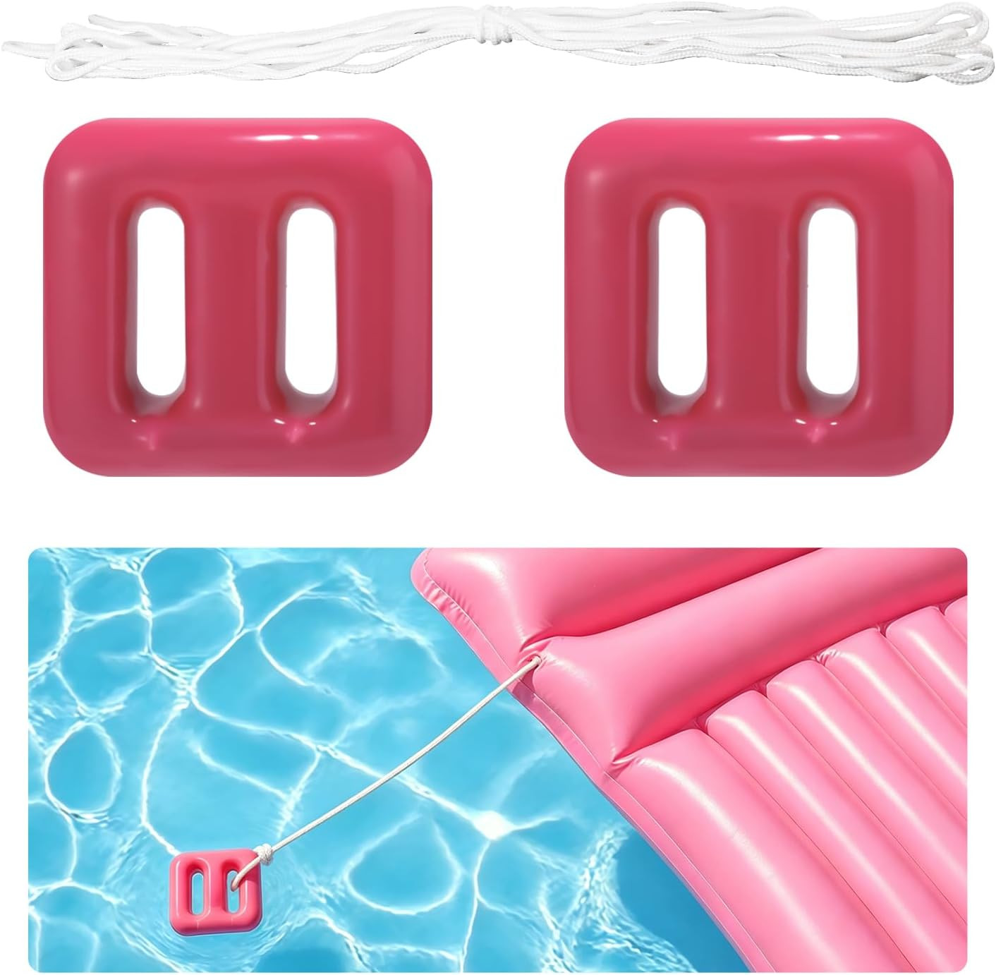 2pcs Pool Fountain Anchor Replacements, Pool Float Weight Anchor with 16.4ft Rope 150g Anchors Weight for Floats (Pink) | Amazon (US)