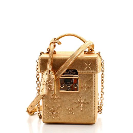 Grace Cube Box Bag Crystal Embellished Metallic Leather | Rebag