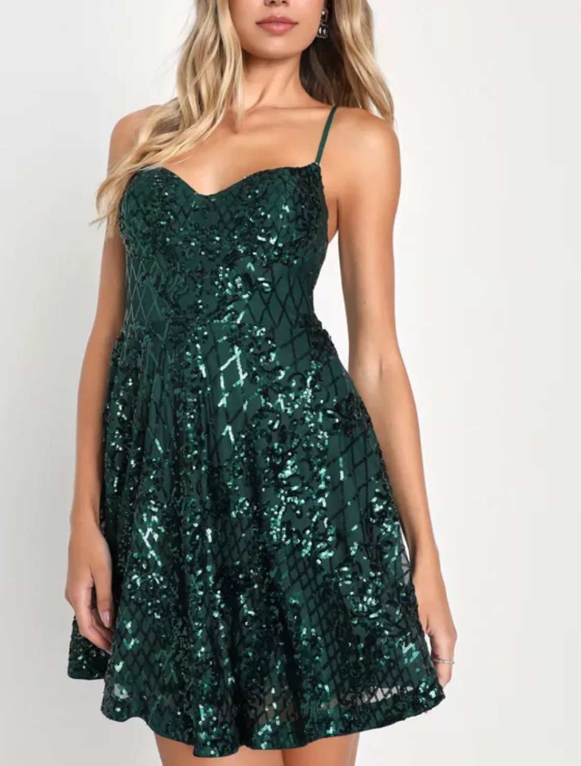 Lulus Sensational Shine Emerald Green Strapless Mini Dress