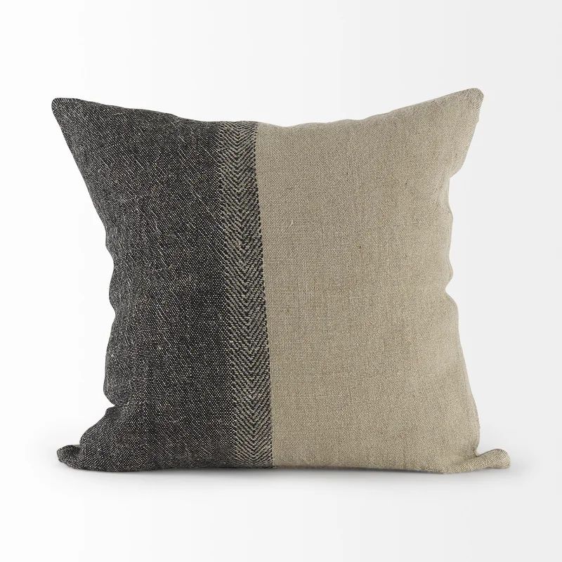 Isolde 20L X 20W Beige And Dark Gray Fabric Color Blocked Decorative Pillow Cover | Wayfair North America