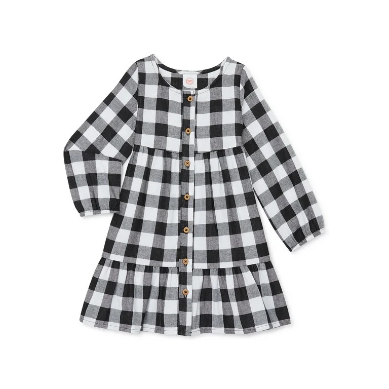 Wonder Nation Toddler Girl Long Sleeve Woven Dress, Sizes 12M - 5T - Walmart.com | Walmart (US)