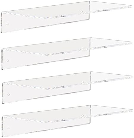 Clear Acrylic Shelves 12 Inch, Floating Wall Mounted Shelf for Bedroom, Living Room, Bathroom, Se... | Amazon (US)