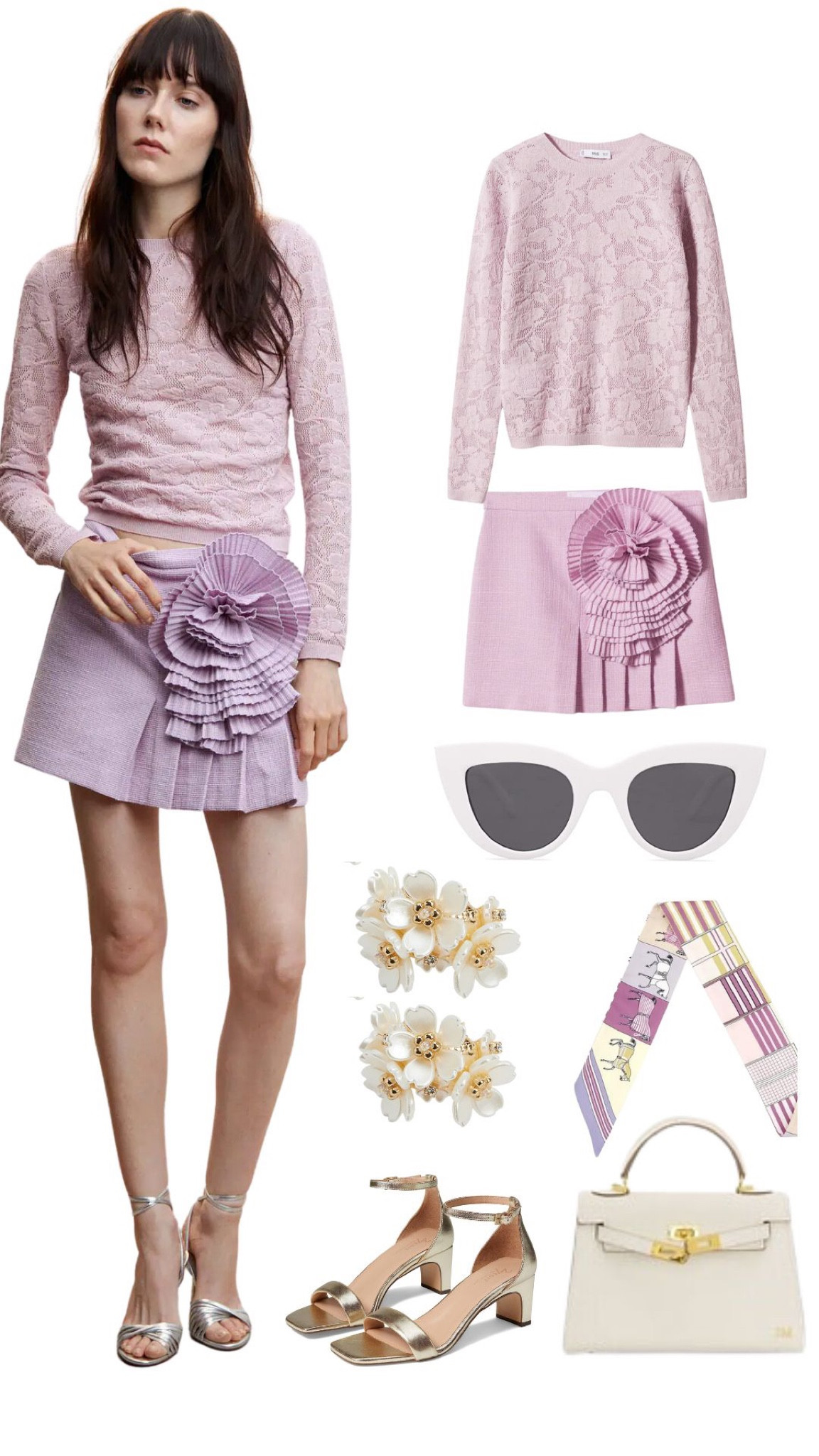Lilac // rosette pleated skirt // twilly // lavendar // mango // old money // mango

#LTKstyletip #LTKunder100