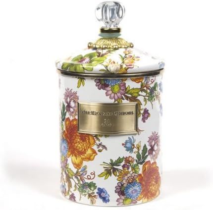 MacKenzie-Childs Flower Market Medium Enamel Canister - White | Amazon (US)