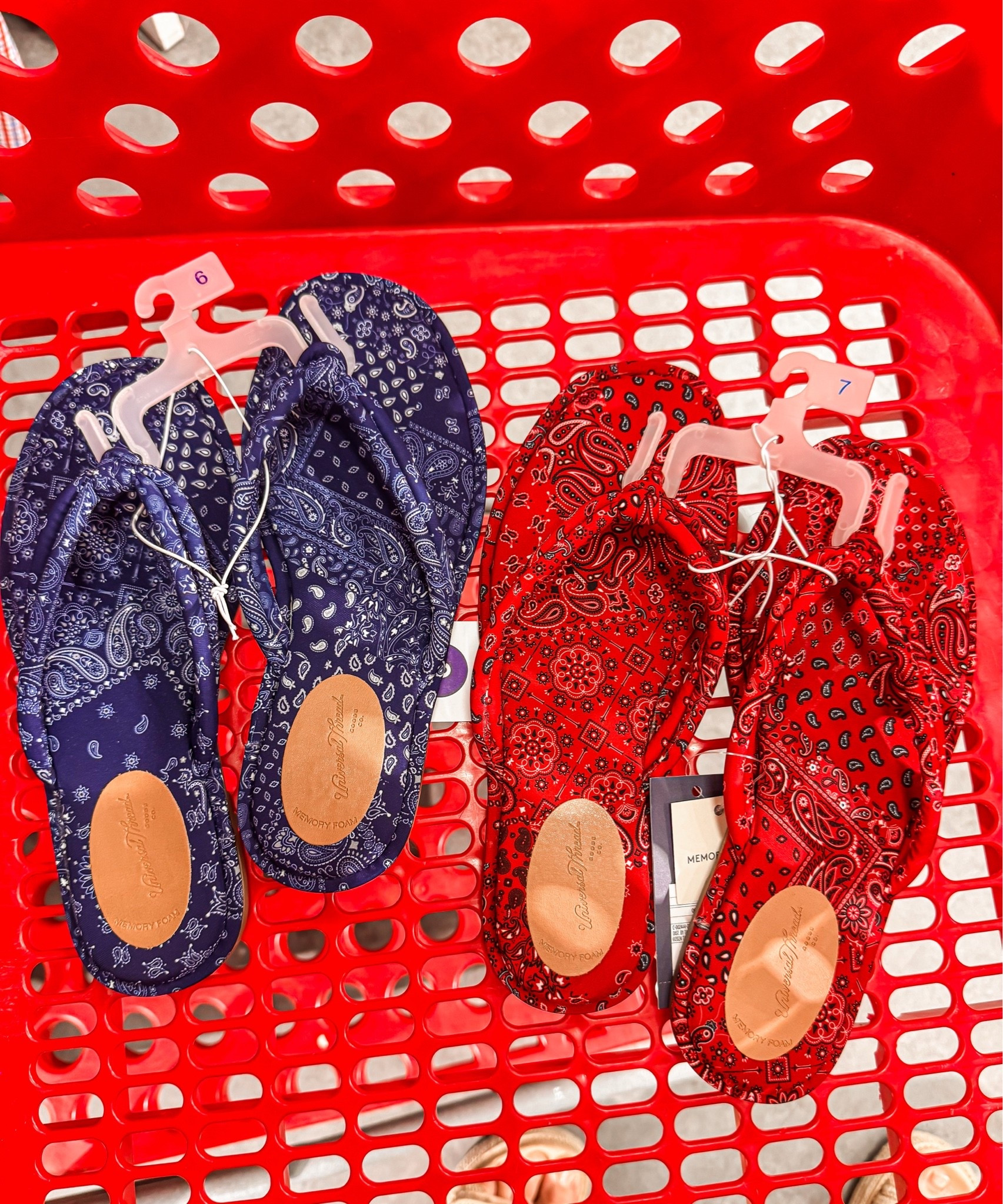 Target just launched these adorable red and navy paisley sandals. They kind of like a little bit of like a fabric covering and they are adorable.

#LTKootd #LTKgrwm #LTKdayinmylife