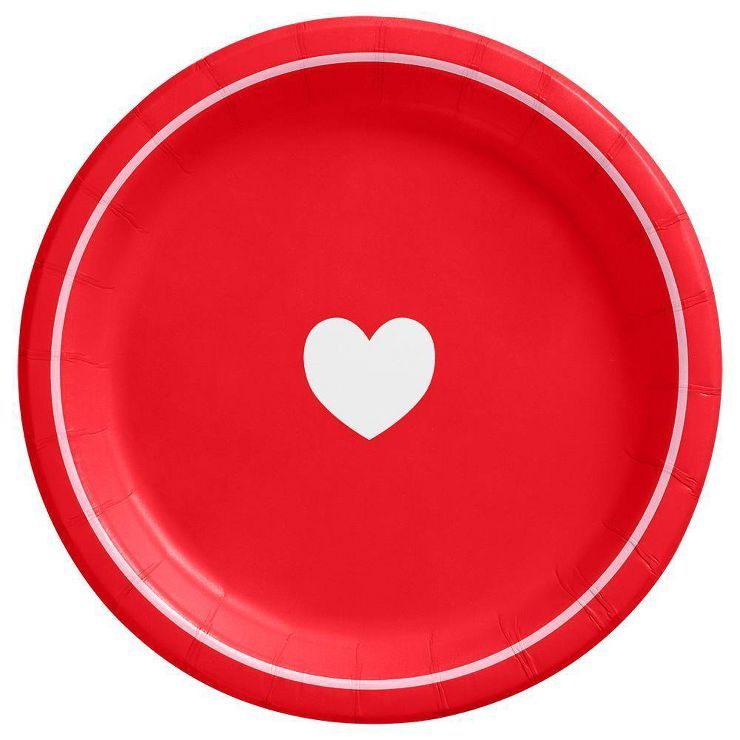 Valentine's Day Heart Red/White Disposable Snack Plates 6.75"-20ct - Spritz™ | Target