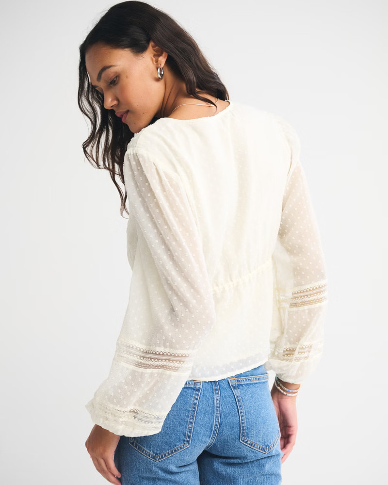 Long-Sleeve Tie-Front Top | Abercrombie & Fitch (UK)