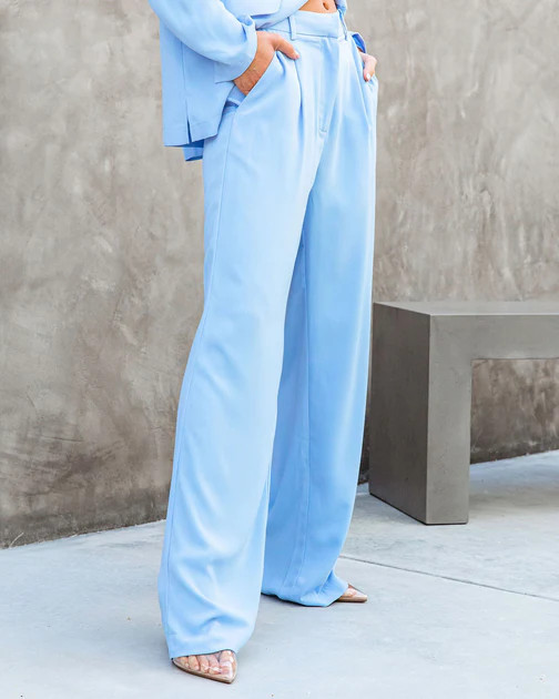 Unedited Pocketed Wide Leg Pant - Light Blue | VICI