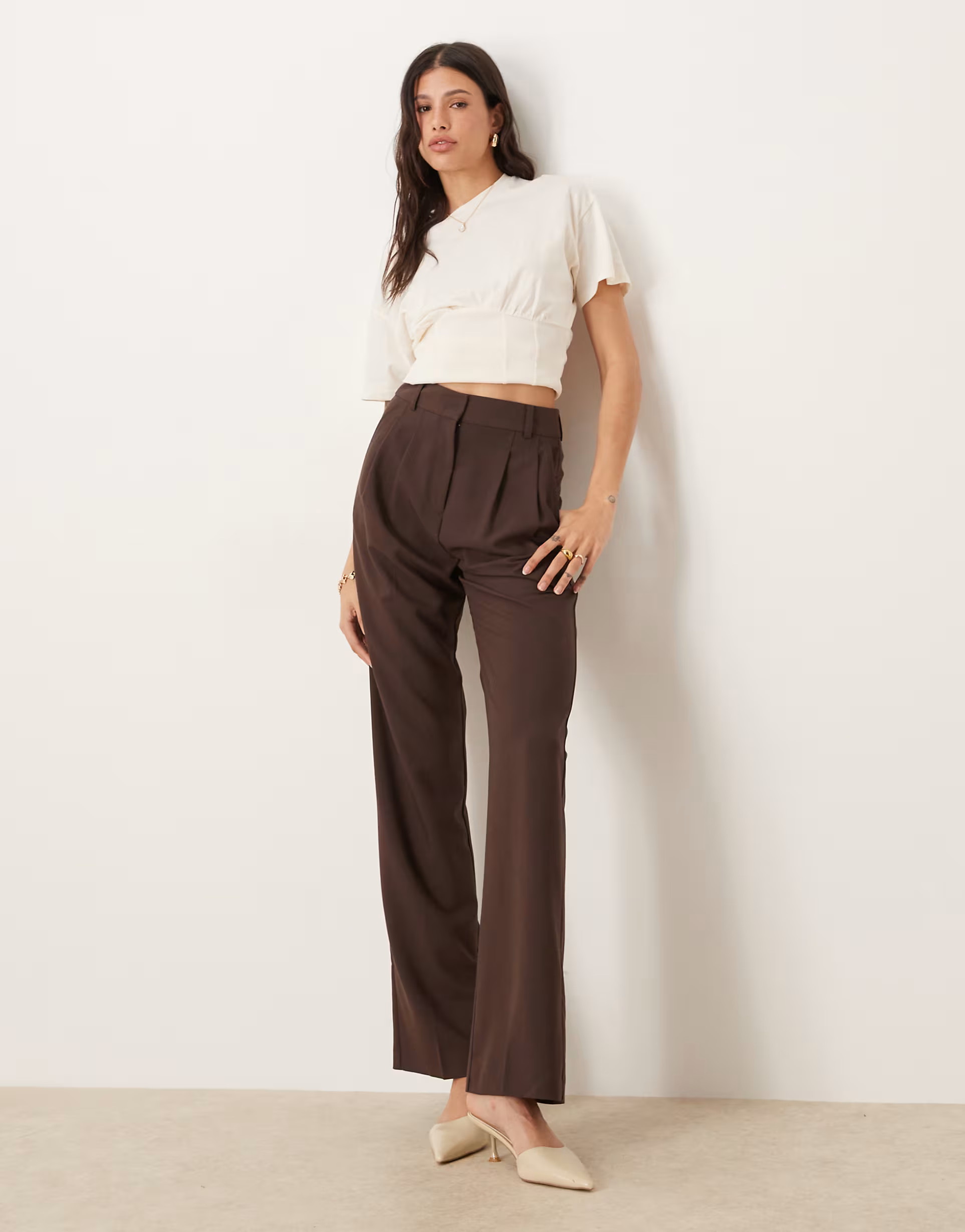 ASOS DESIGN Tall tailored relaxed flare pants in chocolate | ASOS | ASOS (Global)