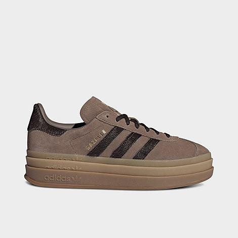 adidas Women's Originals Gazelle Bold Casual Shoes in Earth Strata/Aurora Coffee/Gold Metallic Size: 11.0 | Finish Line (US)