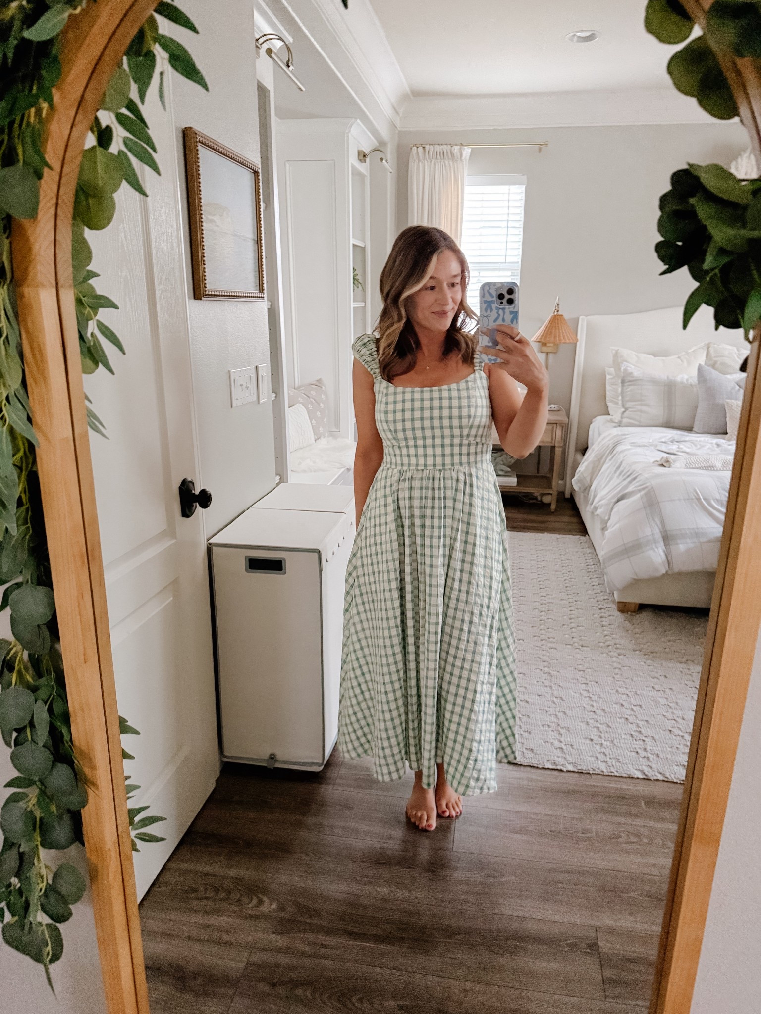 Blue and green gingham dress on sale now 

#LTKootd