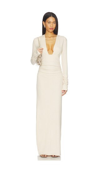 SNDYS Foxx Long Sleeve Maxi Dress in Cream. - size L | Revolve Clothing (Global)