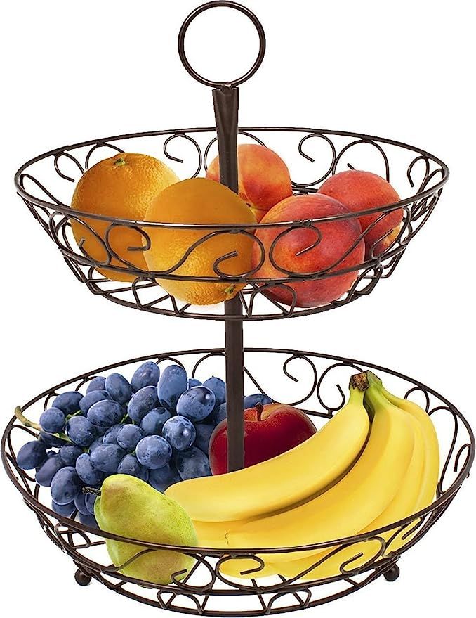 Sorbus 2-Tier Countertop Fruit Basket Holder & Decorative Bowl Stand—Perfect for Fruit, Vegetab... | Amazon (US)