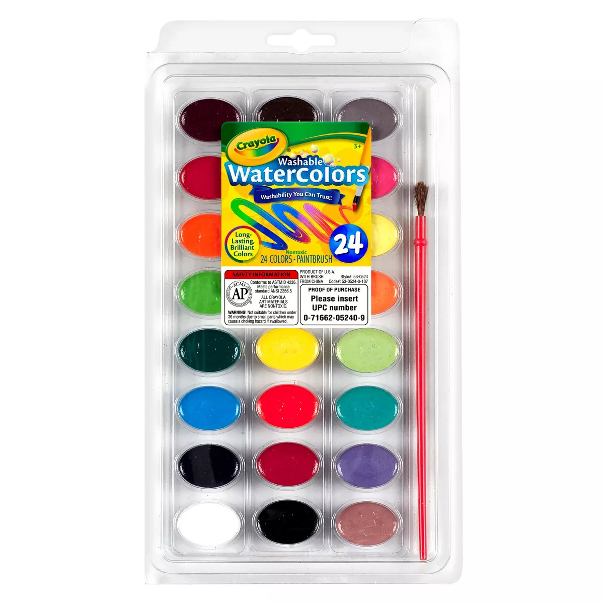 Crayola 24ct Washable Watercolor Paints with Brush: Back to School Art and Painting Supplies for ... | Target