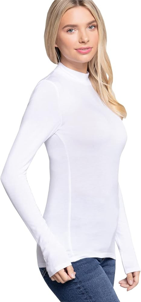 Women's Basic Solid Mock Turtleneck Casual Lightweight Comfy Slim Fitted Stretchy Long Sleeve Lay... | Amazon (US)