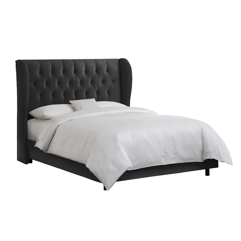 Alcantara Velvet Diamond Tufted Upholstered Wingback Panel Bed | Wayfair North America