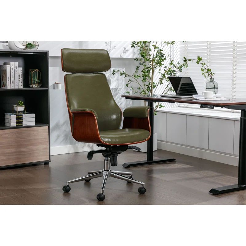 Baver Faux Leather Executive Office Chair with Chrome Base | Wayfair North America