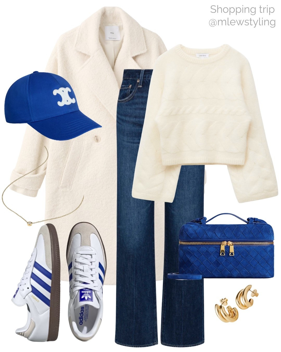 Cobalt blue & vanilla 🤍

Tags: winter outfit, shopping look, Celine baseball cap, mango wool coat, cable knit sweater, dark wash denim, adidas samba sneakers, travel look

#LTKootd #LTKSeasonal #LTKTravel