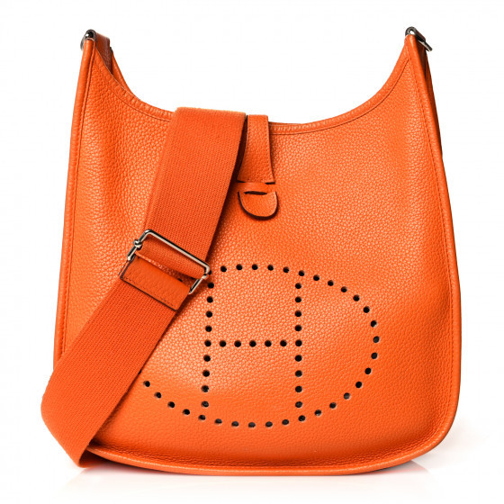 HERMES Taurillon Clemence Evelyne III PM Orange | Fashionphile