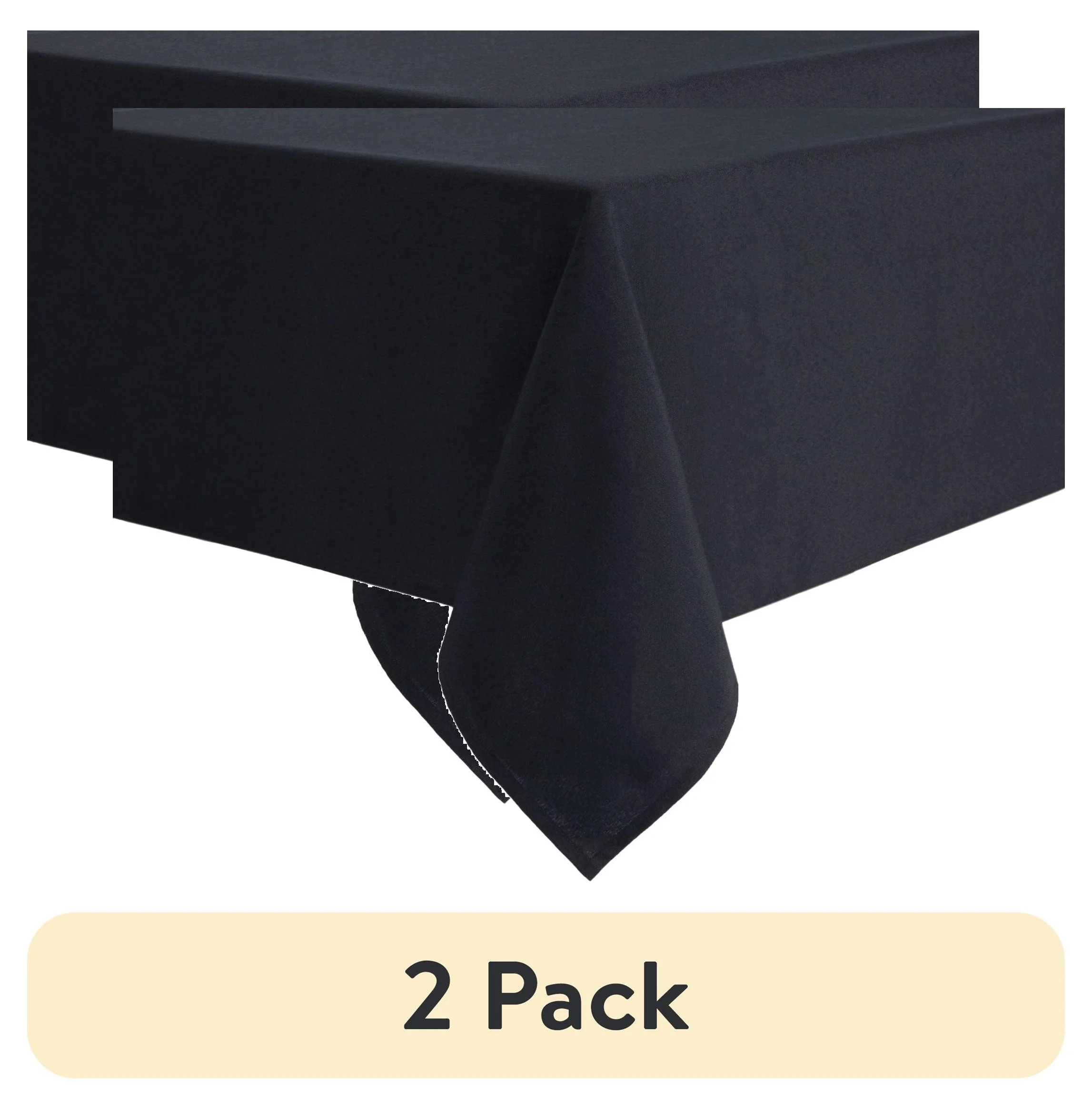 (2 pack) Mainstays Yale Fabric Tablecloth, Black, 60"W x 102"L Rectangle | Walmart (US)