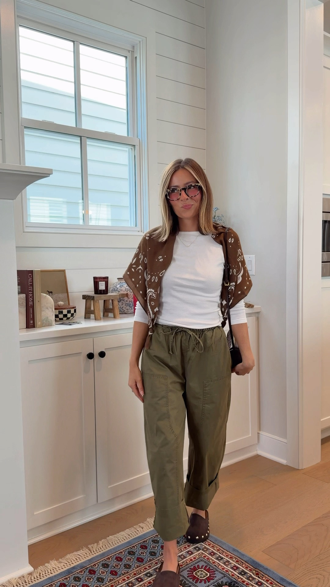 Comfy fall outfit you could wear to work! 
Sizing: wearing small in everything 
Bandana print, paisley, pull on pants, clogs

#LTKootd #LTKSeasonal #LTKWorkwear