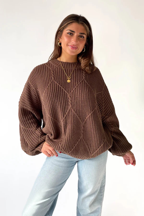 Logan Oversized Sweater in Brown | Grey Bandit